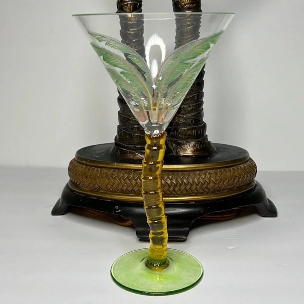 Bundle Free Gift Palm Tree Martini Glass • Palm Tree‎ Goblet Glass • Wicker Glas
